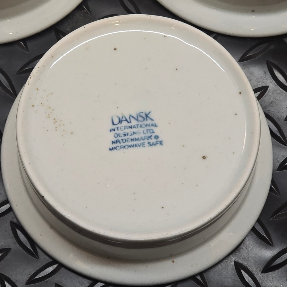 Dansk International Designs Denmark Blue Rim Cream Ramekins Set of 5 Small Bowls - Picture 12 of 13